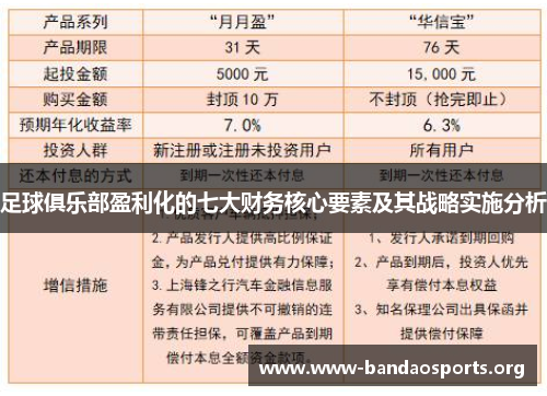 足球俱乐部盈利化的七大财务核心要素及其战略实施分析